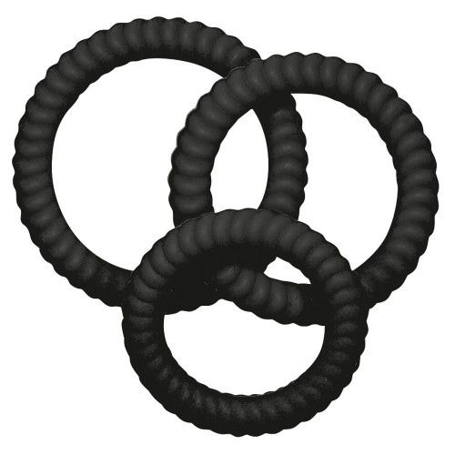 Набор из трех черных эрекционных колец (черный)