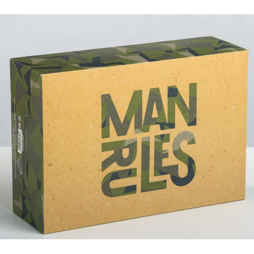 Складная коробка Man rules - 16 х 23 см. (зеленый камуфляж)