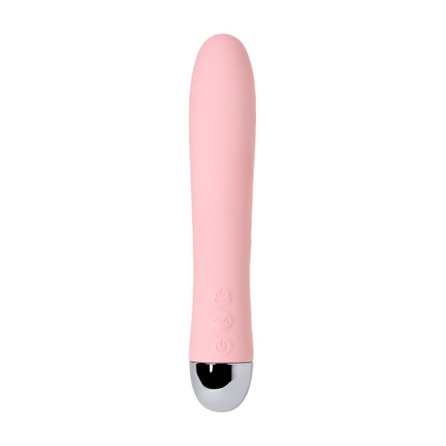 Розовый силиконовый вибратор с функцией нагрева и пульсирующими шариками FAHRENHEIT - 19 см. (розовый)