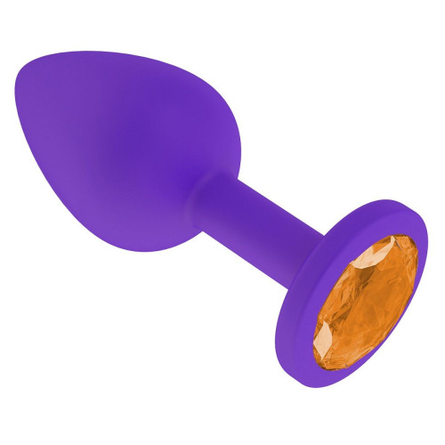 Фиолетовая силиконовая пробка с оранжевым кристаллом - 7,3 см. (оранжевый)