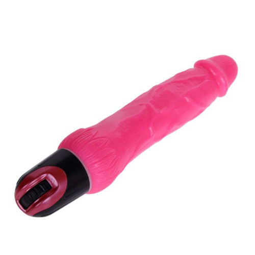 Ярко-розовый вибратор-реалистик с колёсиком - 24 см. (розовый)