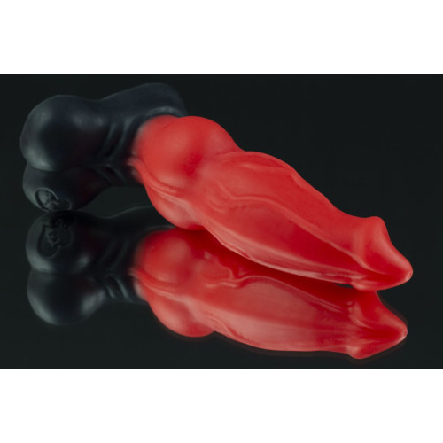 Красно-черный фаллоимитатор собаки  Дог mini  - 18 см. (красный с черным)