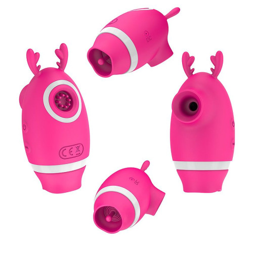 Розовый клиторальный вибромассажер с рожками (розовый)