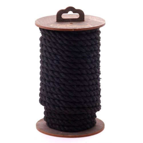 Черная хлопковая веревка для бондажа на катушке - 20 м. (черный)