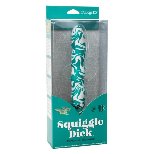 Волнообразный вибратор Squiggle Dick - 15,25 см. (зеленый с белым)