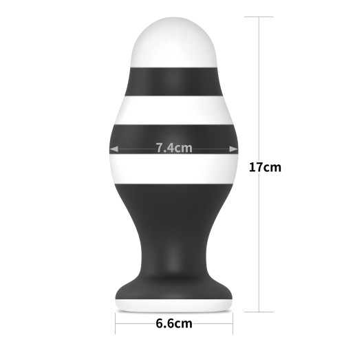 Черно-белая анальная втулка 6.5 X-Missioner Butt Plug - 17 см. (черный с белым)