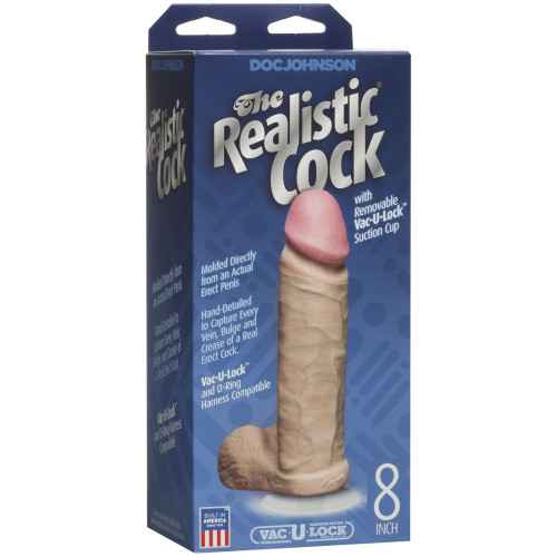 Телесный фаллоимитатор The Realistic Cock 8” with Removable Vac-U-Lock Suction Cup - 22,3 см. (телесный)