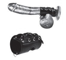 Чёрная утяжка на пенис со шнуровкой 100% PVC STRAP WITH METAL SNAP (черный)