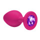 Малая розовая анальная пробка Emotions Cutie Small с фиолетовым кристаллом - 7,5 см. (фиолетовый)