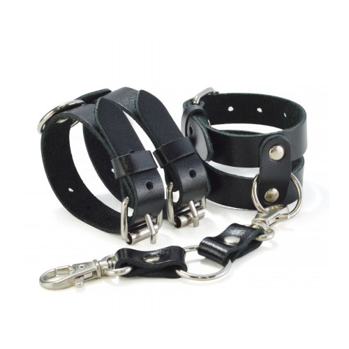 Черные наручники  Грация  с пряжками (черный)