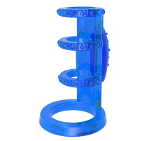 Синяя насадка-клетка с вибрацией Vibrating Cock Cage - 7,6 см. (синий)