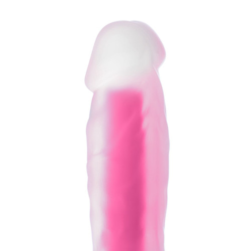 Прозрачно-розовый, светящийся в темноте фаллоимитатор - 18,5 см. (розовый)