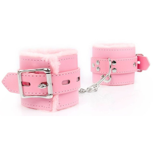 Розовые мягкие наручники на регулируемых ремешках (розовый)