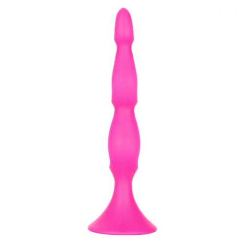 Розовая анальная елочка Silicone Triple Probe - 14,5 см. (розовый)