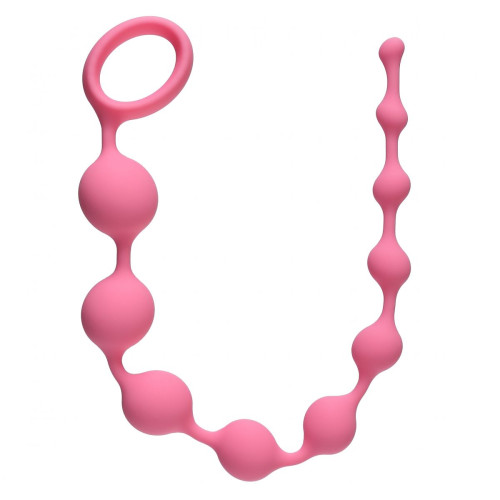 Розовая анальная цепочка Long Pleasure Chain - 35 см. (розовый)