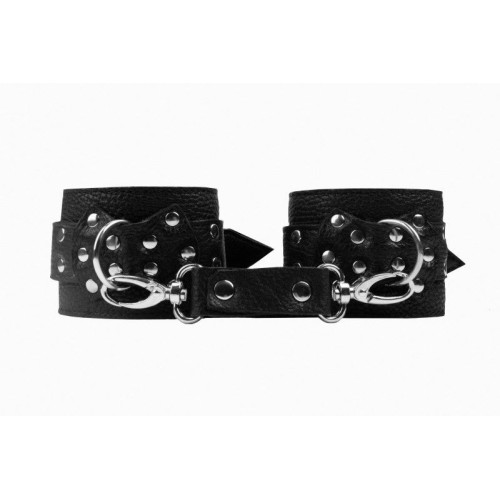 Черные наручники с фиксацией на двух карабинах (черный)