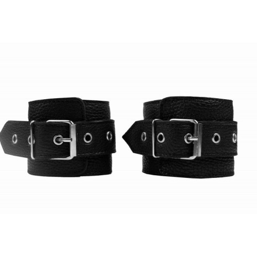 Черные наручники с фиксацией на двух карабинах (черный)