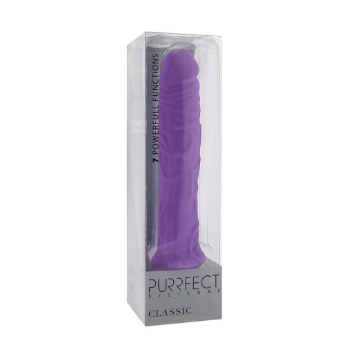 Фиолетовый вибратор-реалистик PURRFECT SILICONE CLASSIC 8.5INCH - 21,5 см. (фиолетовый)