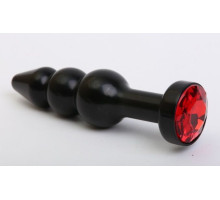 Чёрная анальная ёлочка с красным кристаллом - 11,2 см. (красный)
