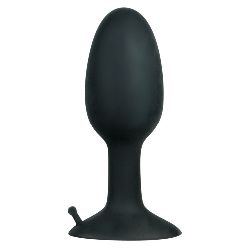 Полая анальная пробка с шариком Small Silicone Plug - 8 см. (черный)