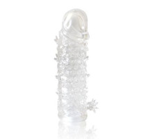 Закрытая прозрачная рельефная насадка Crystal sleeve - 13 см. (прозрачный)