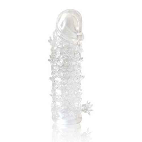 Закрытая прозрачная рельефная насадка Crystal sleeve - 13 см. (прозрачный)