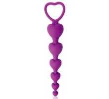 Фиолетовая анальная цепочка с сердечками - 14,5 см. (фиолетовый)