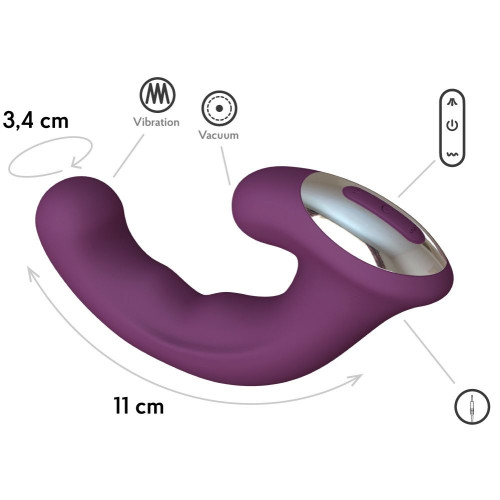Фиолетовый вибратор Phoenix с вакуумной стимуляцией клитора - 18 см. (фиолетовый)