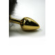 Золотистая алюминиевая анальная пробка с чёрным хвостом из натурального меха (черный)