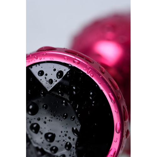 Красная анальная пробка с кристаллом черного цвета - 7,2 см. (черный)