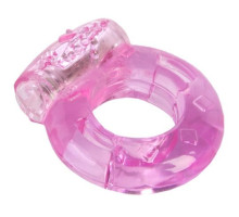 Толстое розовое эрекционное кольцо с вибратором (розовый)