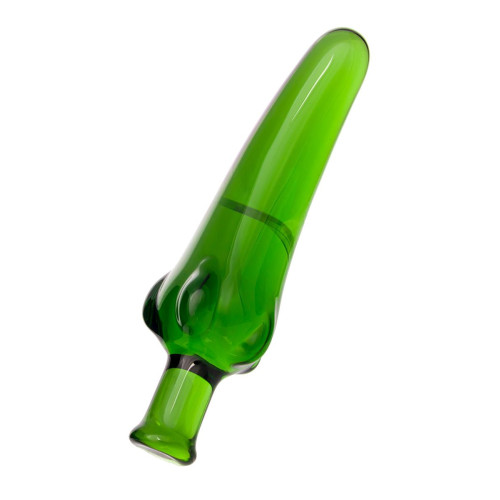 Зелёный анальный стимулятор из стекла в форме перчика - 13,5 см. (зеленый)