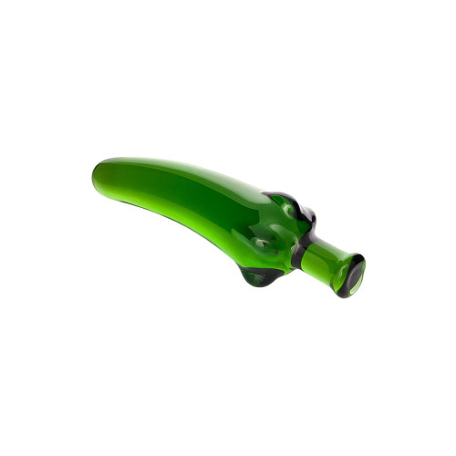 Зелёный анальный стимулятор из стекла в форме перчика - 13,5 см. (зеленый)