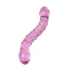 Двусторонний розовый фаллос с рёбрами и точками - 20,5 см. (розовый)