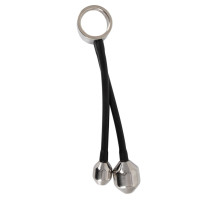 Эрекционное кольцо с 2 фигурными подвесами Heavy Gear cock ring & ass plugs (серебристый с черным)