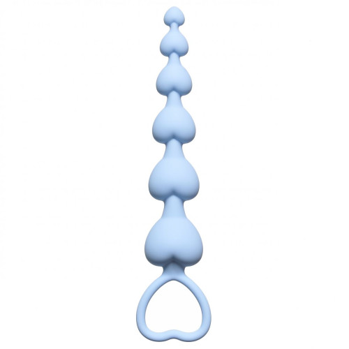 Голубая анальная цепочка Heart s Beads Blue - 18 см. (голубой)