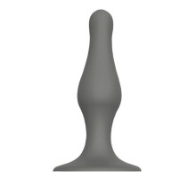 Серый удлиненный анальный стимулятор PLUG WITH SUCTION CUP - 10,3 см. (серый)