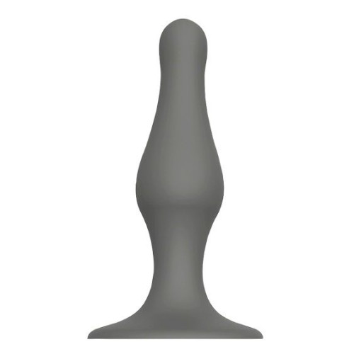 Серый удлиненный анальный стимулятор PLUG WITH SUCTION CUP - 10,3 см. (серый)