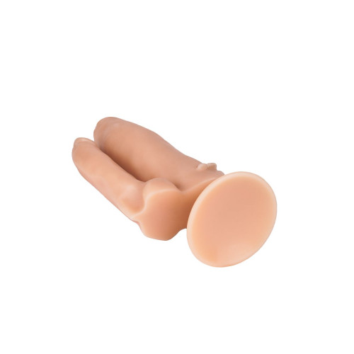 Анально-вагинальный фаллоимитатор с шипами на присоске №11 - 15,5 см. (телесный)