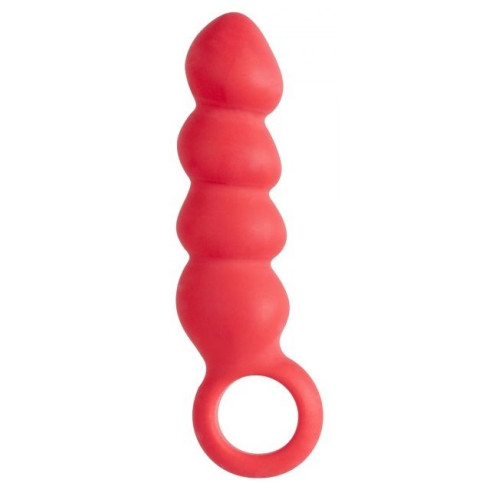 Красный анальный стимулятор в форме ёлочки с кольцом (красный)