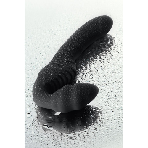 Черный безремневой страпон с вибрацией (черный)