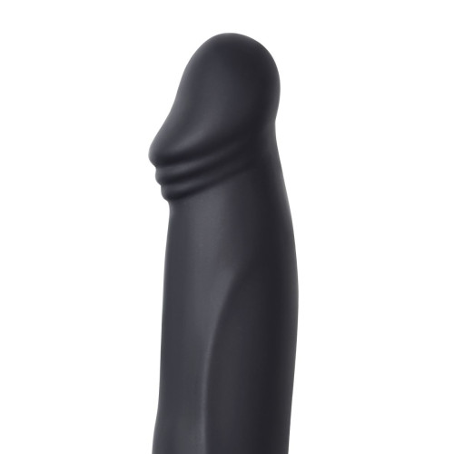 Черная насадка на пенис для двойного проникновения - 19 см. (черный)