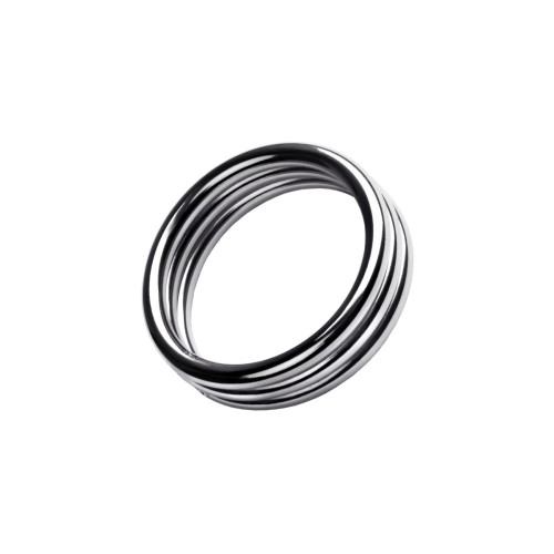 Металлическое эрекционное кольцо с рёбрышками размера M (серебристый)