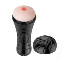 Мастурбатор-анус в колбе с 7 уровнями вибрации и выносным пультом Pink Butt (телесный с черным)