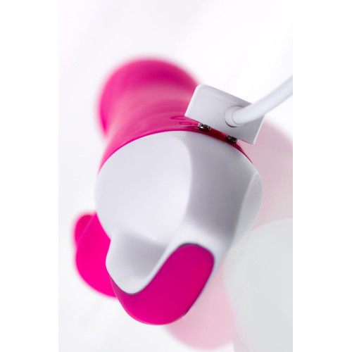 Розовый вибратор с клиторальным стимулятором ELLY с подогревом - 21,5 см. (розовый)