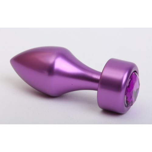 Фиолетовая анальная пробка с широким основанием и фиолетовым кристаллом - 7,8 см. (фиолетовый)