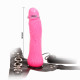 Женский розовый страпон с вибрацией - 18,5 см. (розовый)