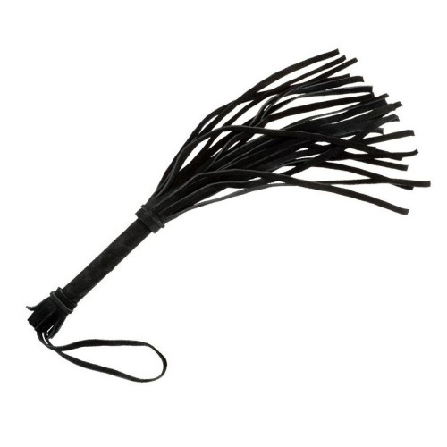 Малая черная плеть из натуральной велюровой кожи - 40 см. (черный)