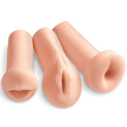 Комплект из 3 мастурбаторов All 3 Holes: вагина, анус, ротик (телесный)