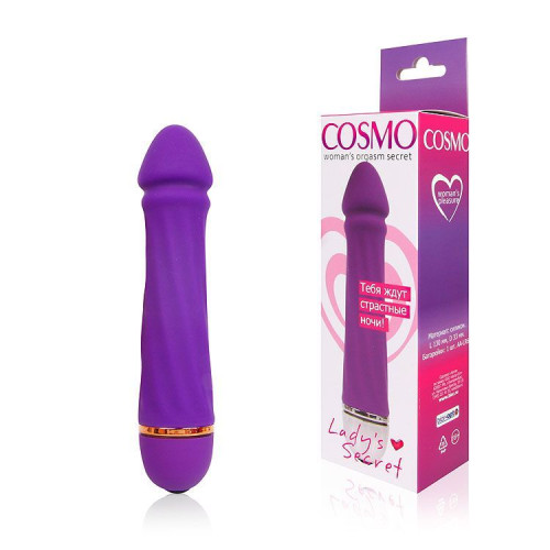 Фиолетовый силиконовый вибратор Cosmo - 13 см. (фиолетовый)